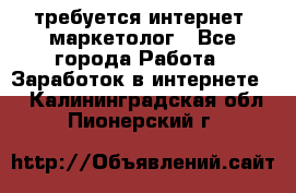 требуется интернет- маркетолог - Все города Работа » Заработок в интернете   . Калининградская обл.,Пионерский г.